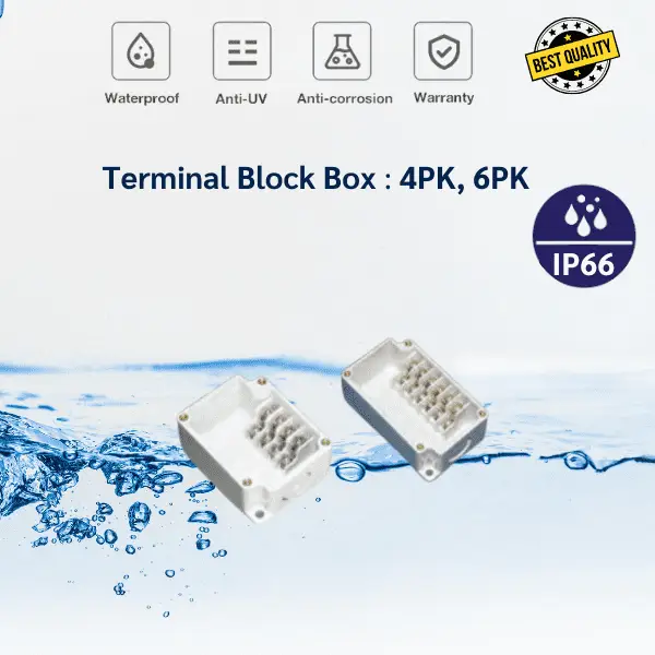 กล่องพักสายไฟ 2x4 พร้อมเทอร์มินอลบล็อก IP66 10 Poly Carbonate tibox