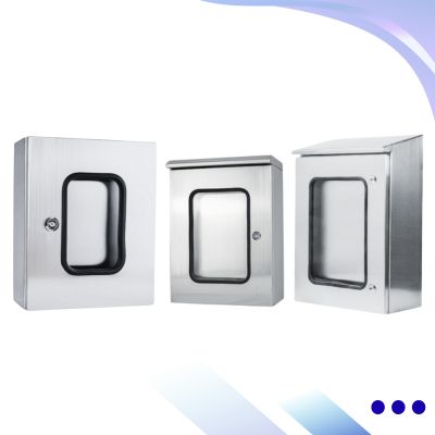 ตู้สแตนเลสปิดทึบ 300x450x150 mm. 3 ตู้สแตนเลส 2 ชั้นกระจกใส