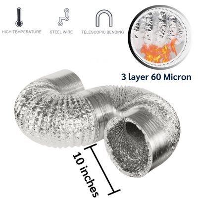ท่อลมระบายอากาศ 10 นิ้ว (ฟอยล์ 3 ชั้น) 1 ท่อลมระบายอากาศ