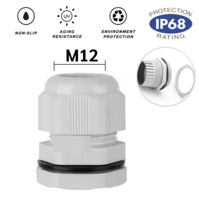 M12 เคเบิ้ลแกลน Plastic (PA66 สีขาว) 1 เคเบิ้ลแกลน Plastic