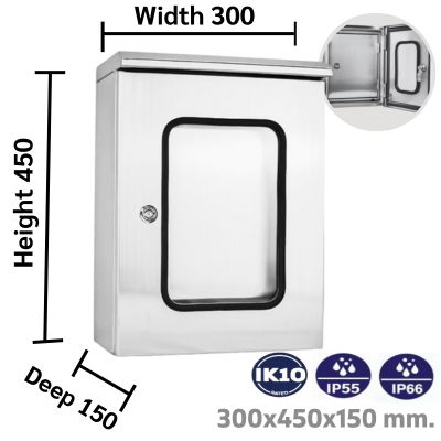 ตู้สแตนเลส 2 บาน 300x450x150 mm. 1 ตู้สแตนเลส 2 บาน