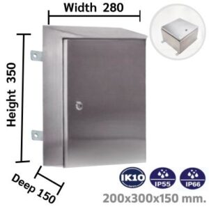 ตู้สแตนเลสปิดทึบ 300x450x150 mm. 22 ตู้สแตนเลสกันน้ำหูเชื่อม