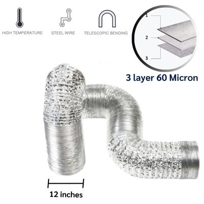 ท่อฟอยด์ดูดอากาศ 12 นิ้ว/กล่อง 1 ท่อฟอยด์ดูดอากาศ 12 นิ้ว