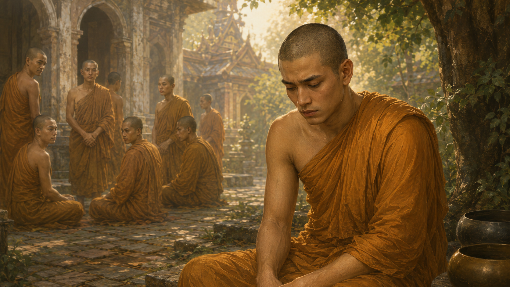 พระนันทะเกิดความละอายและหันกลับมาพิจารณาแรงจูงใจของตน