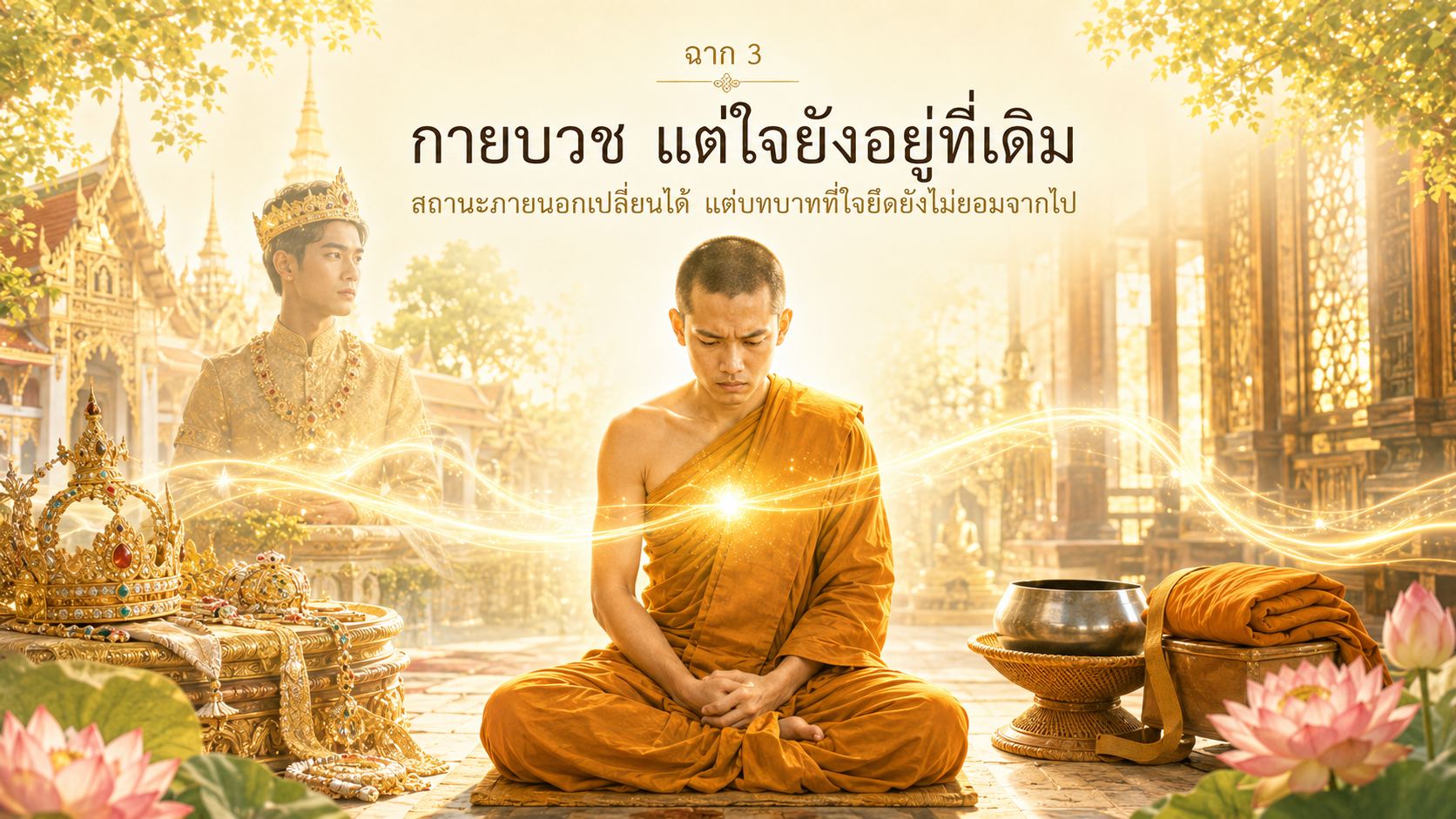 ฉากที่ 3 กายบวชแต่ใจยังอยู่ที่เดิม